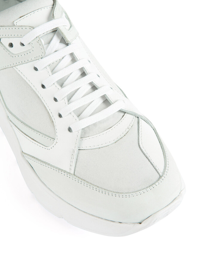 Şerit Detaylı Beyaz Deri Ayakkabı - Thumbnail (2)