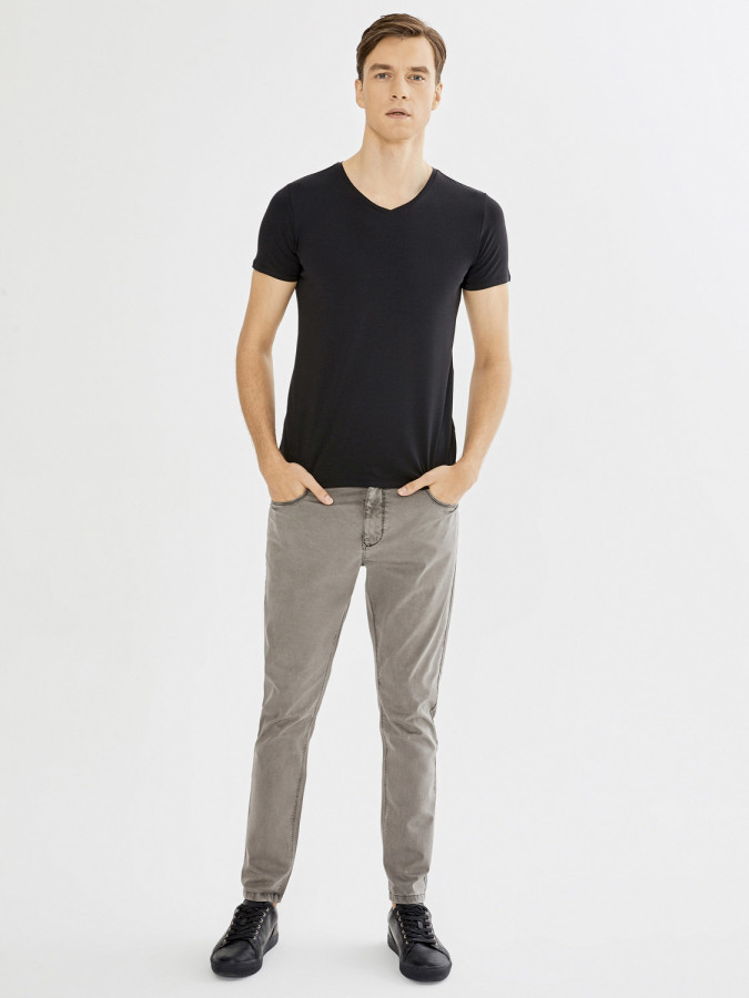 XINT - Pamuklu Parça Boyalı Slim Fit Pantolon