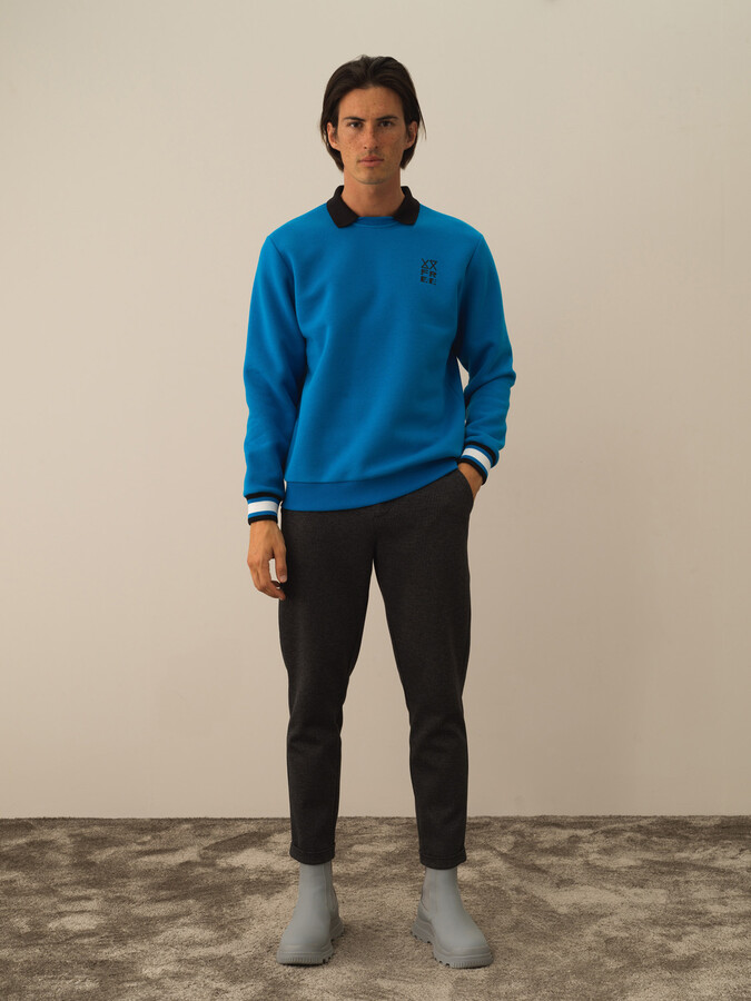 XINT - Pamuklu Regular Fit Çizgi Detaylı Sweatshirt