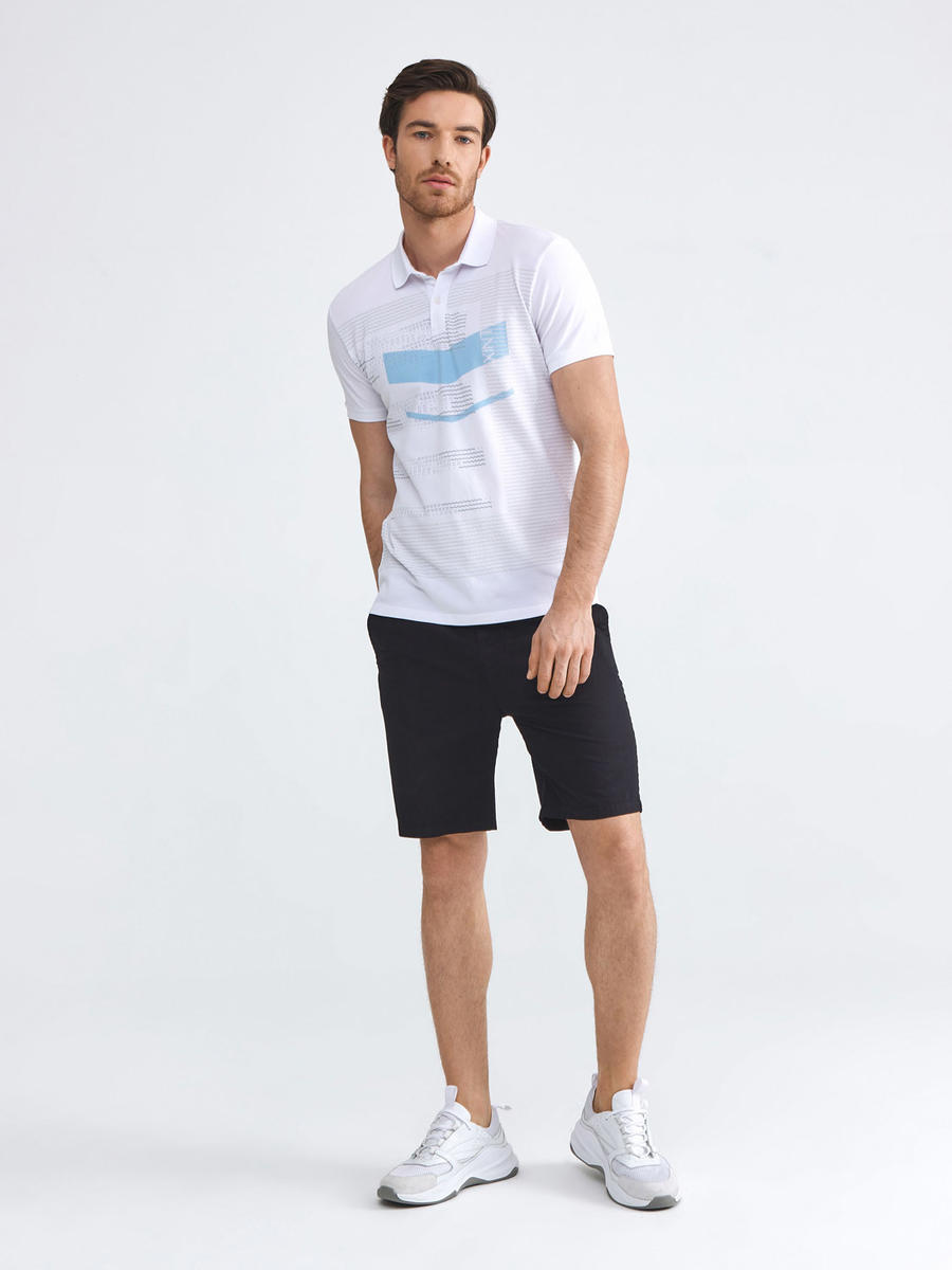 Polo Yaka Baskılı Modal Karışımlı Slim Fit Tişört