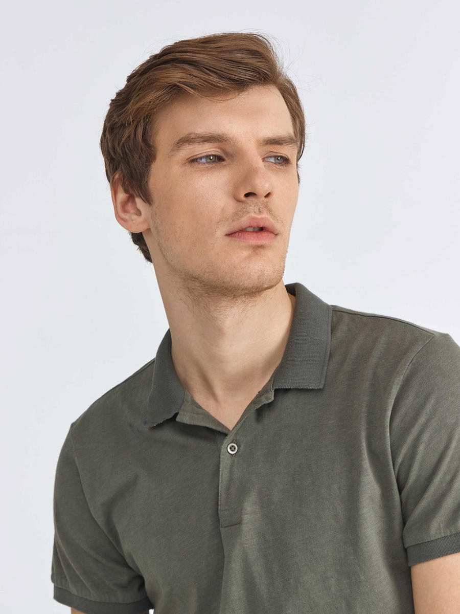 Polo Yaka Pamuklu Slim Fit Baskılı Tişört
