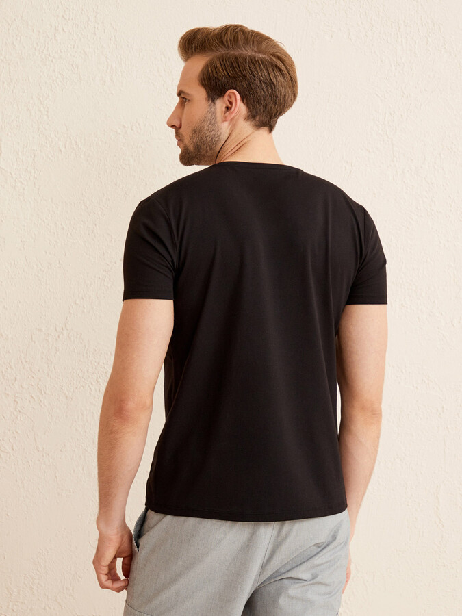 Modal Pamuklu Slim Fit Basic Tişört - Thumbnail (3)
