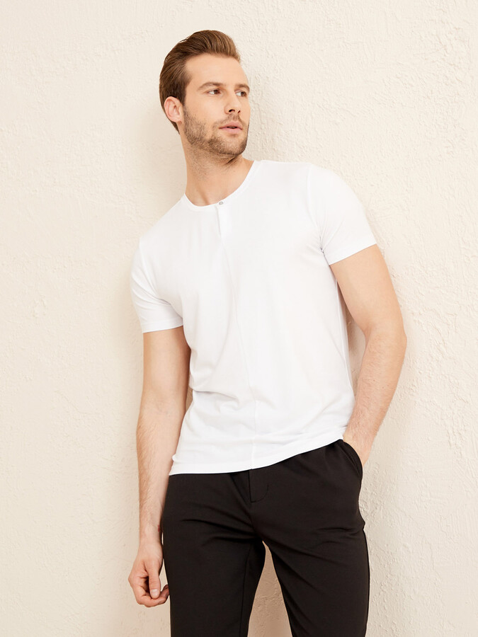 XINT - Patlı Yaka Slim Fit Modal Basic Tişört