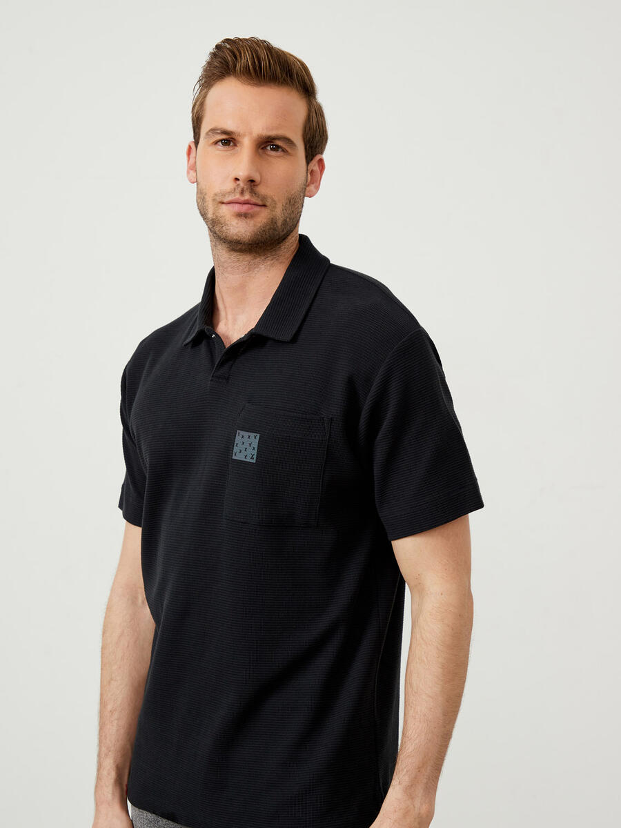 Polo Yaka %100 Pamuk Oversize Cepli Tişört