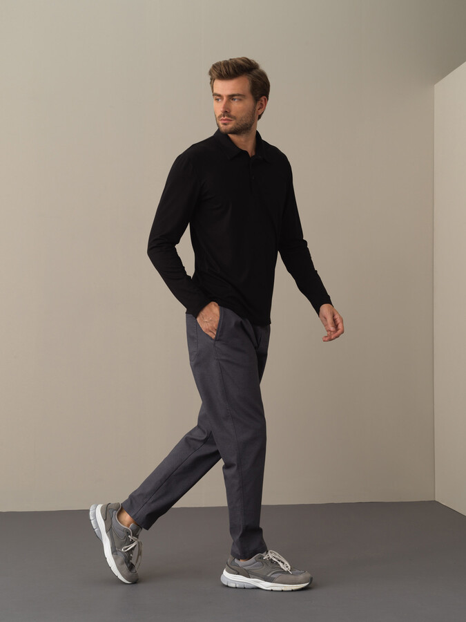 Polo Yaka Slim Fit Modal Basic Tişört - Thumbnail (3)