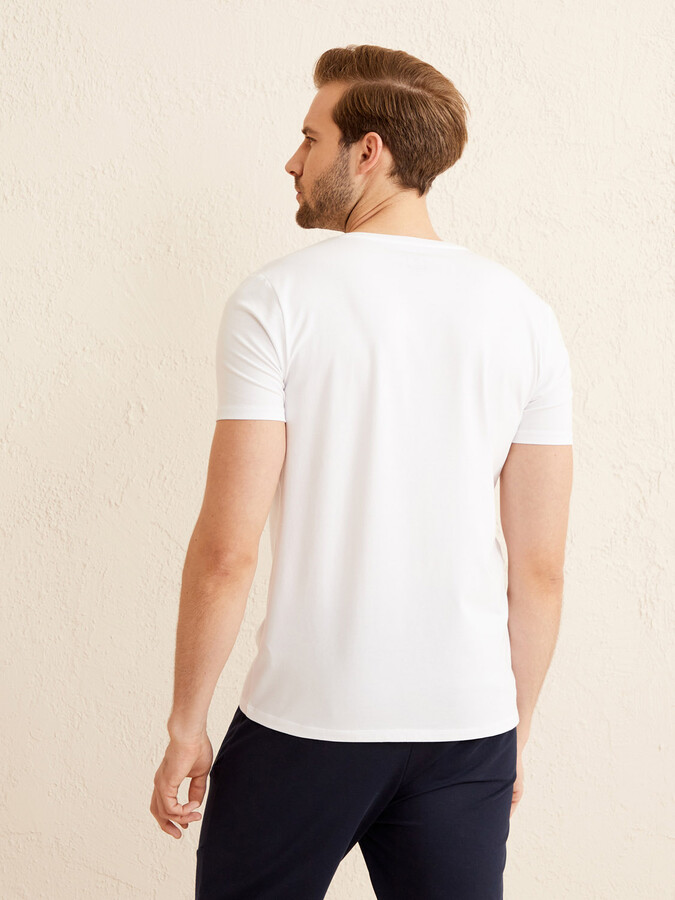V Yaka Modal Slim Fit Basic Tişört - Thumbnail (3)