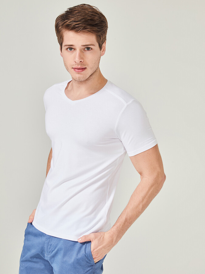 MCL - V Yaka Slim Fit Modal Basic Tişört