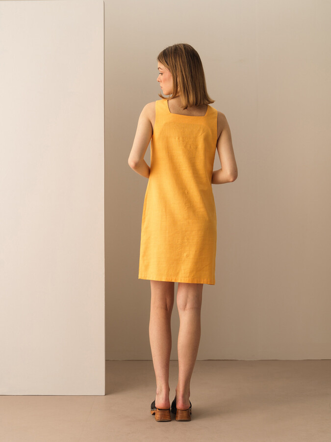 Pamuk Keten Karışımlı Regular Fit Elbise - Thumbnail (3)
