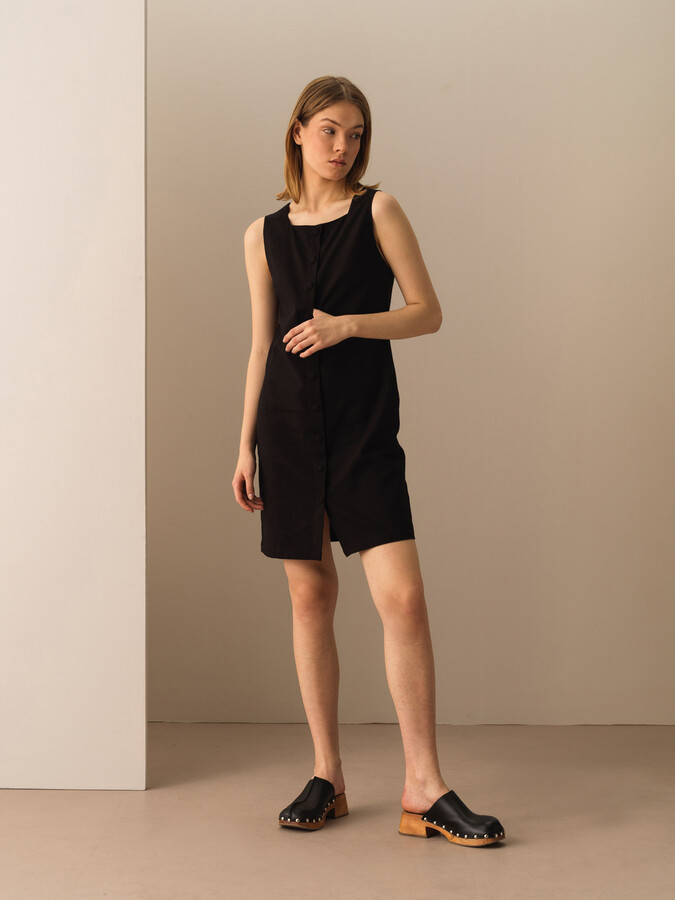 XINT - Pamuk Keten Karışımlı Regular Fit Elbise