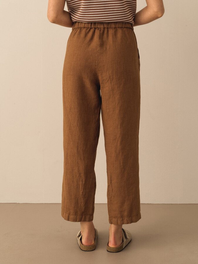 %100 Keten Regular Fit Basic Pantolon - Thumbnail (2)