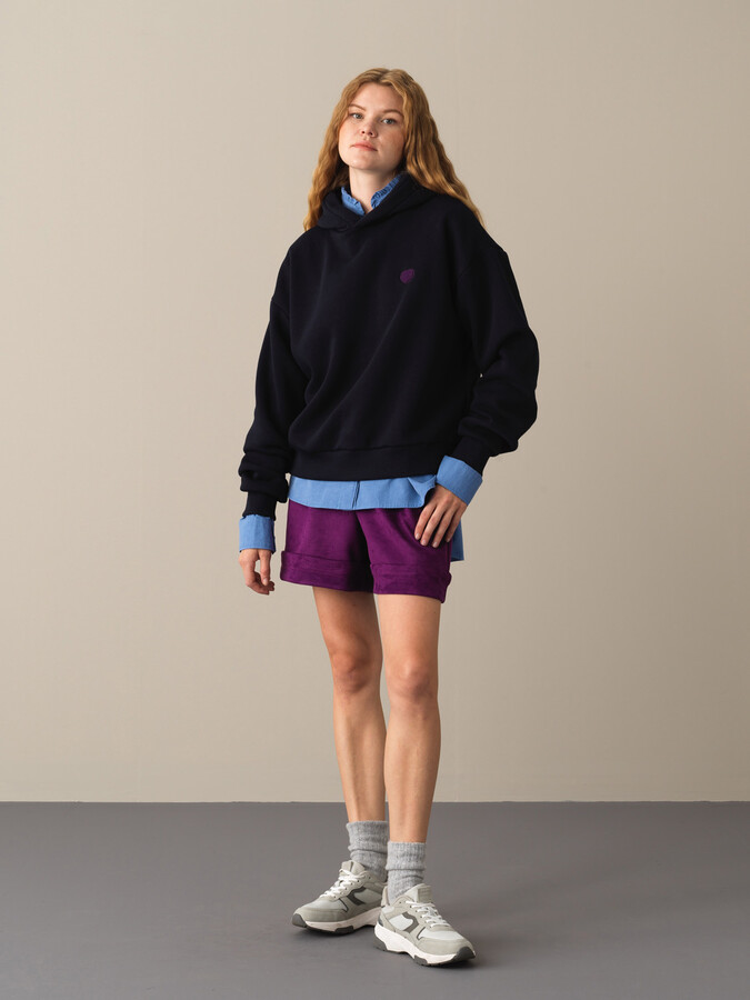 XINT - Kapüşonlu Pamuklu Oversize Basic Sweatshirt
