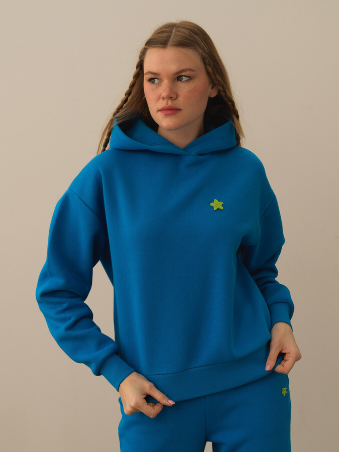 XINT - Kapüşonlu Pamuklu Oversize Basic Sweatshirt (1)