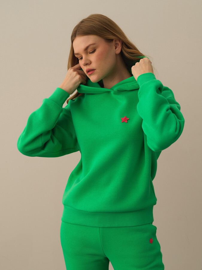 XINT - Kapüşonlu Pamuklu Oversize Basic Sweatshirt (1)
